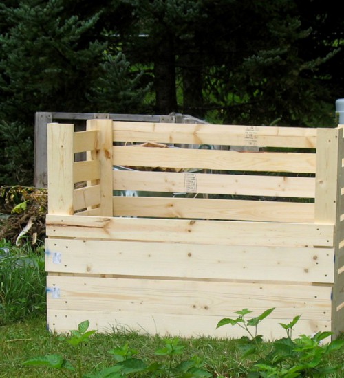 Compost bin made out of 1x4 and 1x6 boards